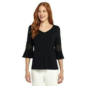 Gorgeous Ponte Top With Lace Insets in Black